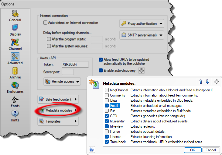 Configuring metadata modules