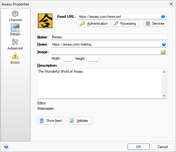 Configuring a channel's details
