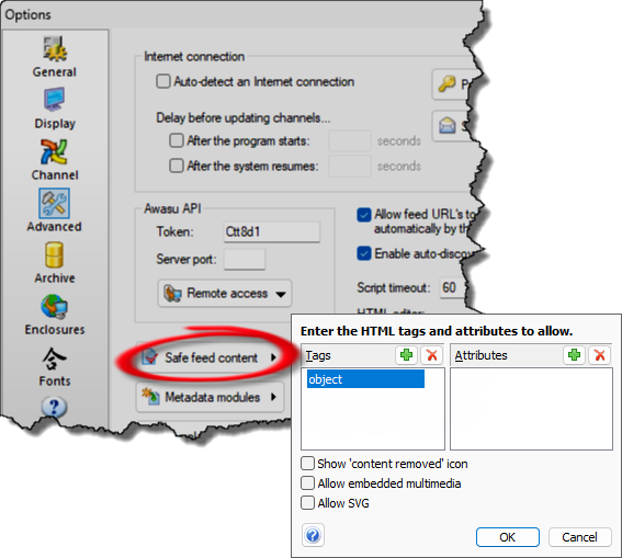 Configuring safe feed content