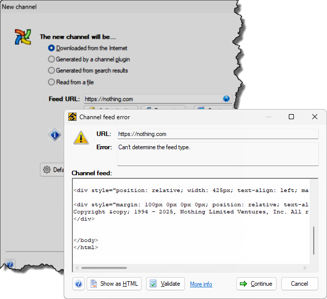 Handling errors in the Channel Wizard