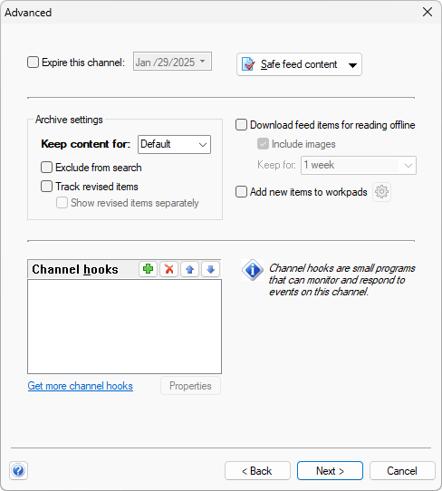 Changing the channel's advanced settings
