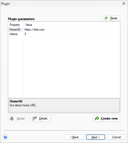 Setting plugin channel parameters