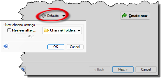 New channel defaults