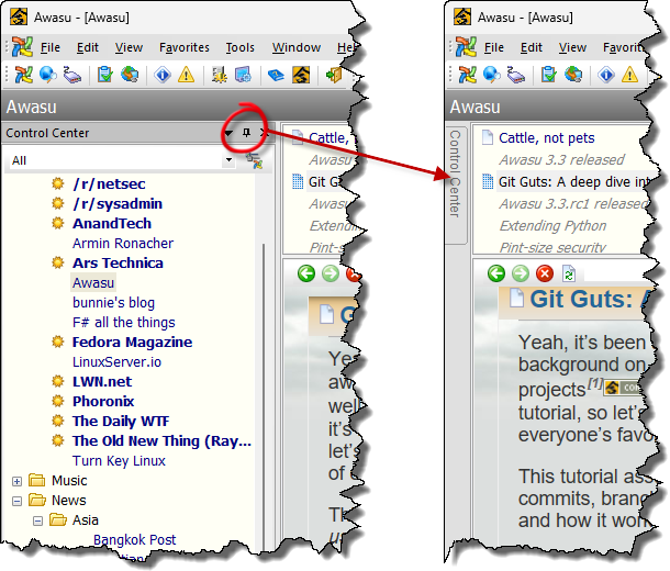 Auto-hide docking windows