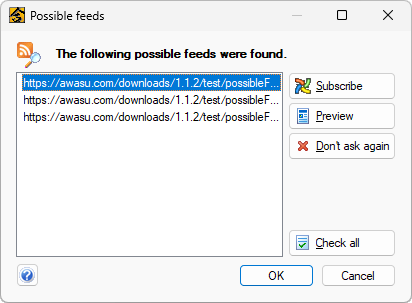 Possible auto-discovered feed URL's