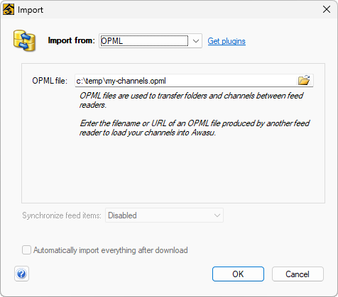 Importing channels
