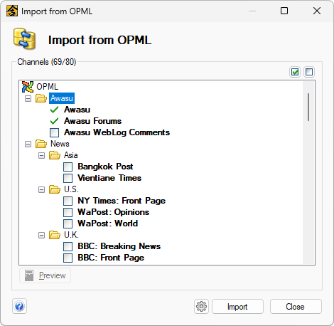 Importing channels