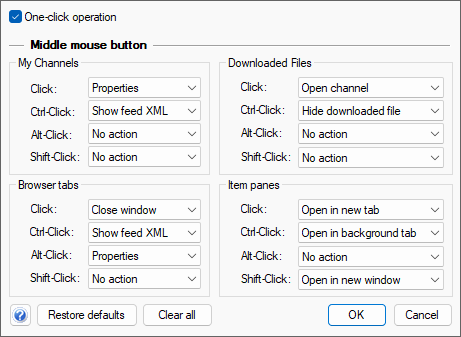 Setting the mouse options